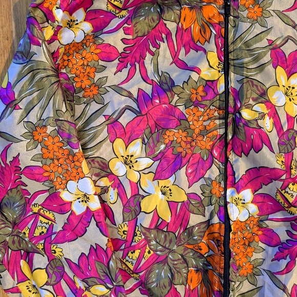 Vintage California Impressions Tropical Floral Satin Bomber Jacket SZ M - Picture 2 of 4